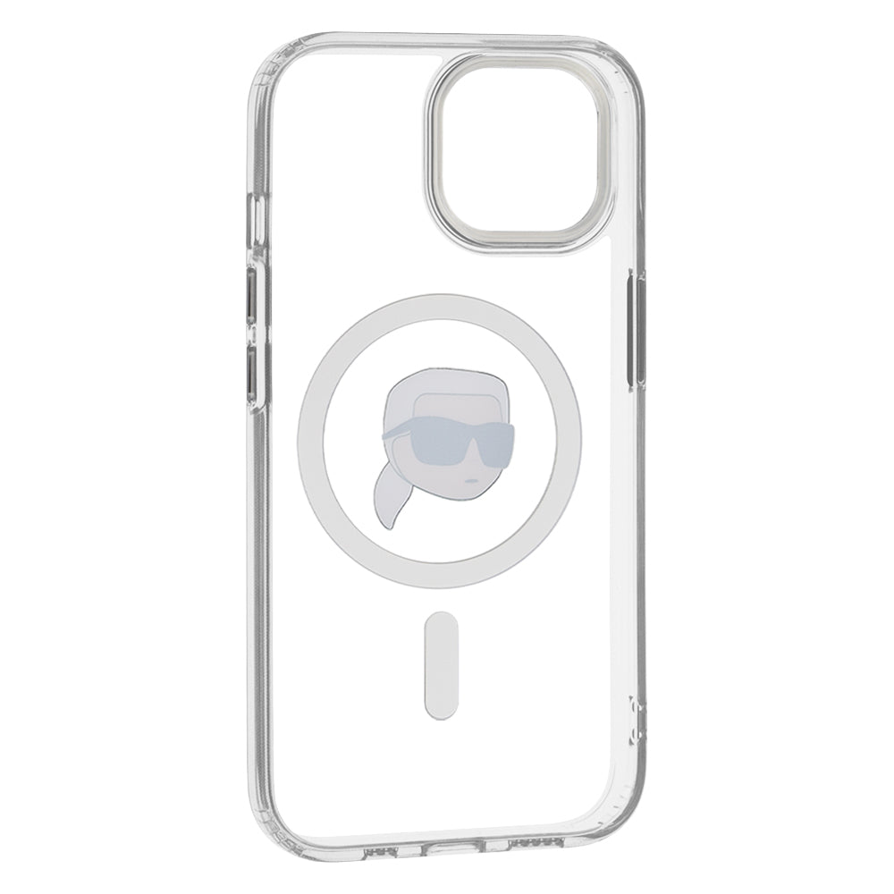 MagSafe cover til Apple iPhone 15 Plus, Karl Lagerfeld, IML Metal Karl's Head, Hvid