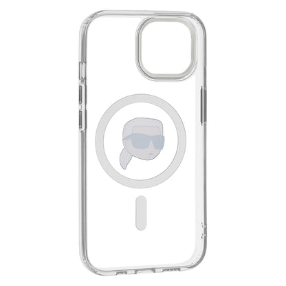 MagSafe cover til Apple iPhone 15 Plus, Karl Lagerfeld, IML Metal Karl's Head, Hvid
