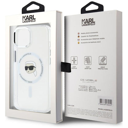 MagSafe cover til Apple iPhone 15 Plus, Karl Lagerfeld, IML Metal Karl's Head, Hvid