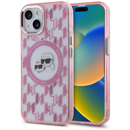 MagSafe cover til Apple iPhone 15 Plus, Karl Lagerfeld, IML Monogram Karl & Choupette's Heads, Pink