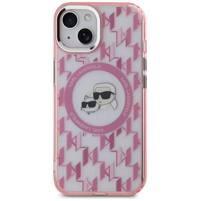 MagSafe cover til Apple iPhone 15 Plus, Karl Lagerfeld, IML Monogram Karl & Choupette's Heads, Pink