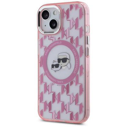 MagSafe cover til Apple iPhone 15 Plus, Karl Lagerfeld, IML Monogram Karl & Choupette's Heads, Pink