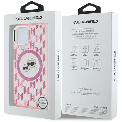 MagSafe cover til Apple iPhone 15 Plus, Karl Lagerfeld, IML Monogram Karl & Choupette's Heads, Pink