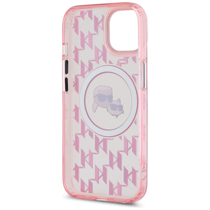 MagSafe cover til Apple iPhone 15 Plus, Karl Lagerfeld, IML Monogram Karl & Choupette's Heads, Pink