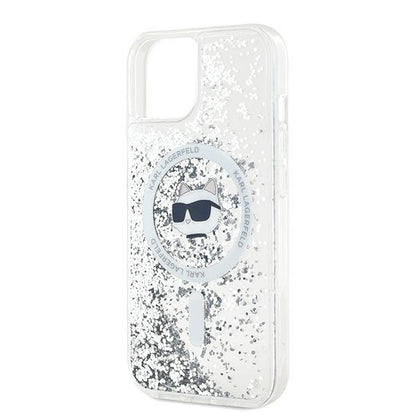 MagSafe cover til Apple iPhone 15 Plus, Karl Lagerfeld, Liquid Glitter Choupette's Head, Transparent