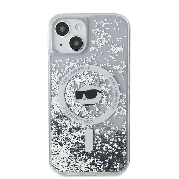 MagSafe cover til Apple iPhone 15 Plus, Karl Lagerfeld, Liquid Glitter Choupette's Head, Transparent