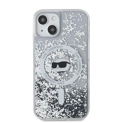 MagSafe cover til Apple iPhone 15 Plus, Karl Lagerfeld, Liquid Glitter Choupette's Head, Transparent