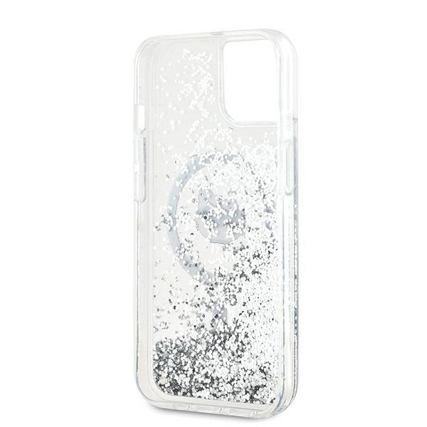 MagSafe cover til Apple iPhone 15 Plus, Karl Lagerfeld, Liquid Glitter Choupette's Head, Transparent