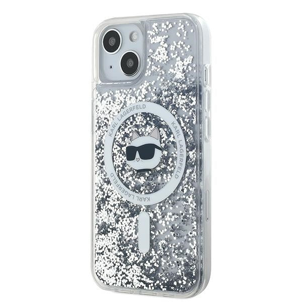 MagSafe cover til Apple iPhone 15 Plus, Karl Lagerfeld, Liquid Glitter Choupette's Head, Transparent