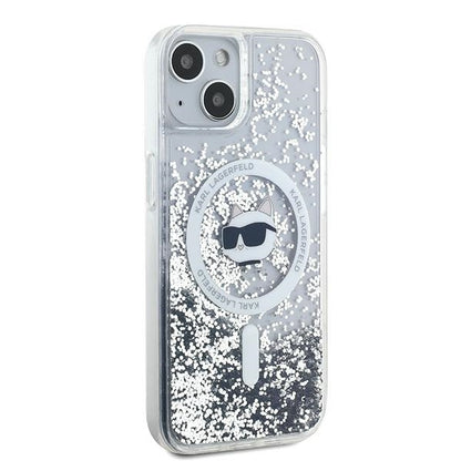 MagSafe cover til Apple iPhone 15 Plus, Karl Lagerfeld, Liquid Glitter Choupette's Head, Transparent