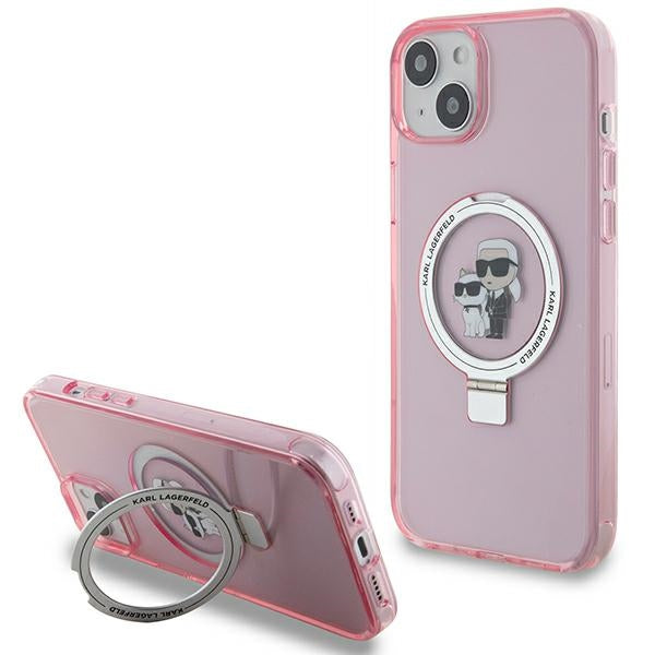 MagSafe cover til Apple iPhone 15 Plus, Karl Lagerfeld, Ring Stand Karl & Choupette, Pink