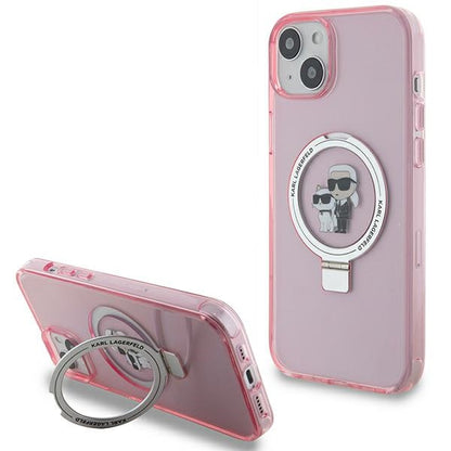 MagSafe cover til Apple iPhone 15 Plus, Karl Lagerfeld, Ring Stand Karl & Choupette, Pink