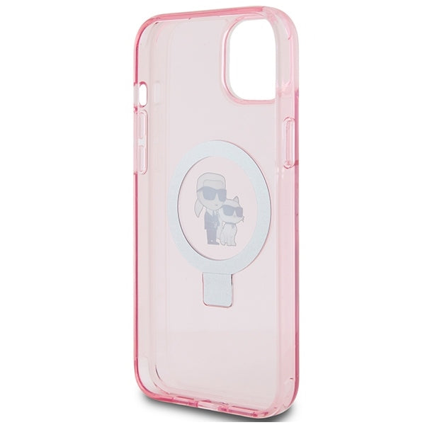 MagSafe cover til Apple iPhone 15 Plus, Karl Lagerfeld, Ring Stand Karl & Choupette, Pink