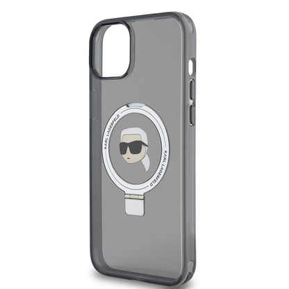 MagSafe cover til Apple iPhone 15 Plus, Karl Lagerfeld, Ring Stand Karl's Head, Sort