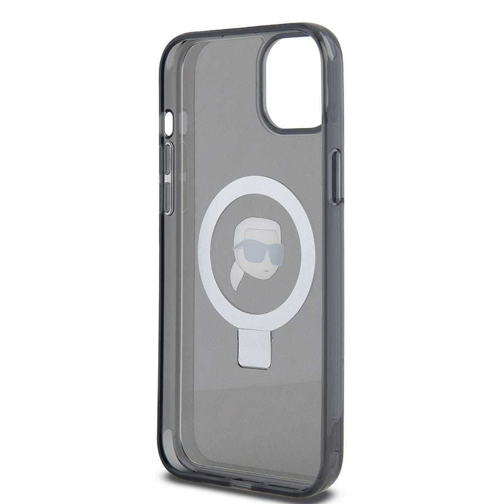 MagSafe cover til Apple iPhone 15 Plus, Karl Lagerfeld, Ring Stand Karl's Head, Sort