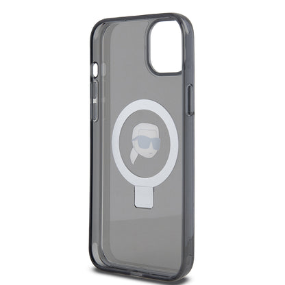 MagSafe cover til Apple iPhone 15 Plus, Karl Lagerfeld, Ring Stand Karl's Head, Sort