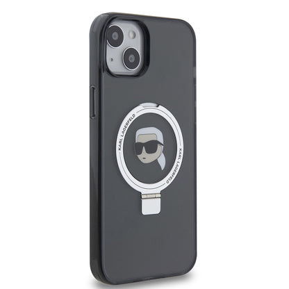 MagSafe cover til Apple iPhone 15 Plus, Karl Lagerfeld, Ring Stand Karl's Head, Sort
