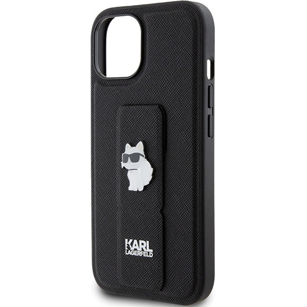 MagSafe cover til Apple iPhone 15 Plus, Karl Lagerfeld, Saffiano Gripstand Choupette, Sort
