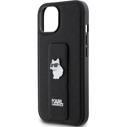 MagSafe cover til Apple iPhone 15 Plus, Karl Lagerfeld, Saffiano Gripstand Choupette, Sort