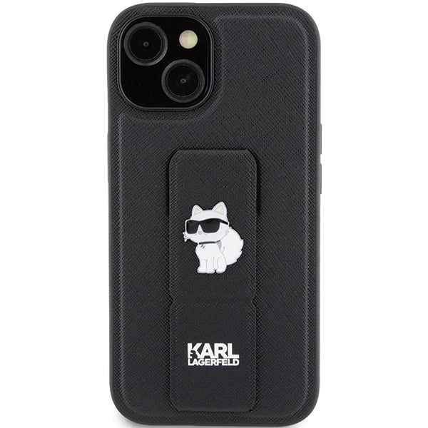 MagSafe cover til Apple iPhone 15 Plus, Karl Lagerfeld, Saffiano Gripstand Choupette, Sort