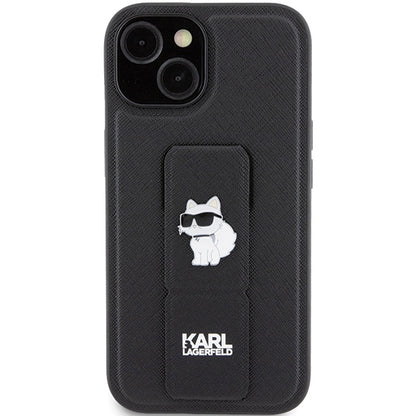 MagSafe cover til Apple iPhone 15 Plus, Karl Lagerfeld, Saffiano Gripstand Choupette, Sort