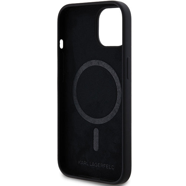 MagSafe Case for Apple iPhone 15 Plus, Karl Lagerfeld, Silicone Choupette's Head, Black