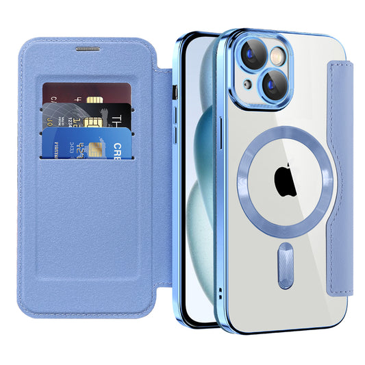 MagSafe-etui til Apple iPhone 15 Plus, Techsuit, SmartMag Book, Blå