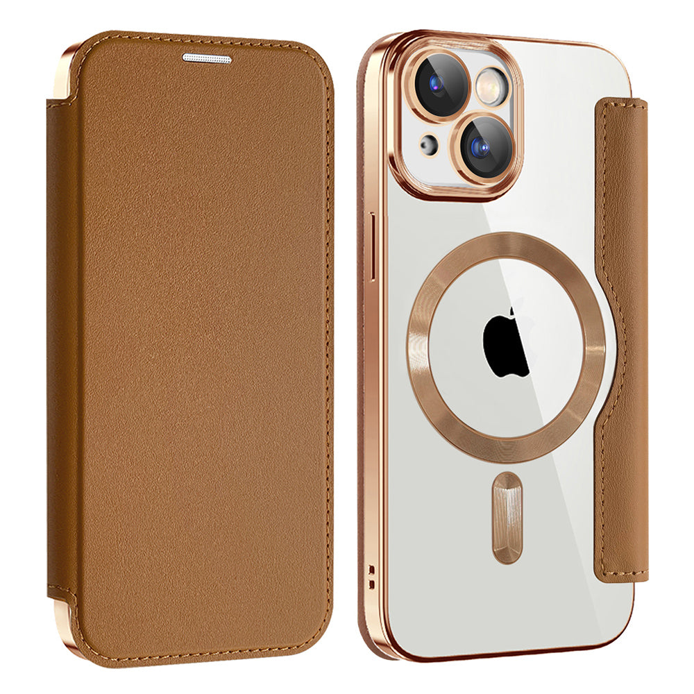 MagSafe-etui til Apple iPhone 15 Plus, Techsuit, SmartMag Book, Brun