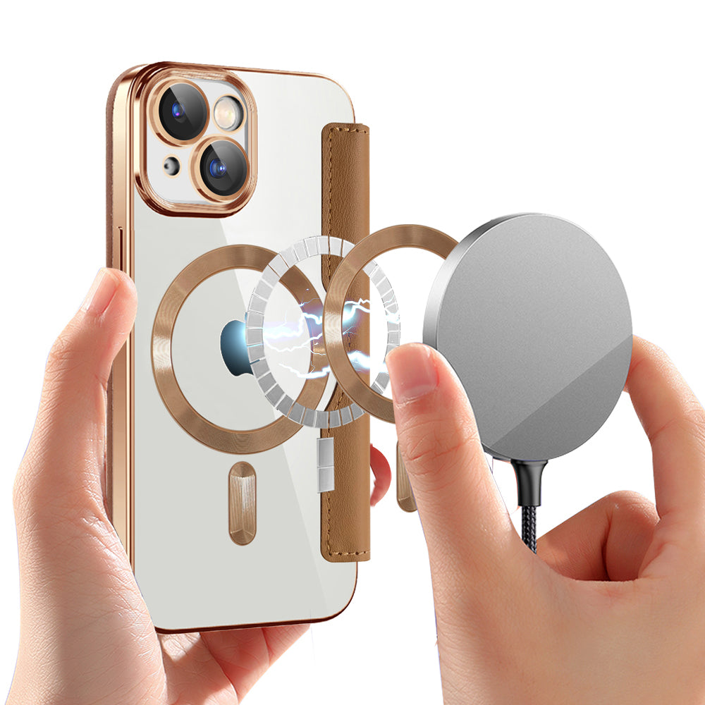 MagSafe-etui til Apple iPhone 15 Plus, Techsuit, SmartMag Book, Brun