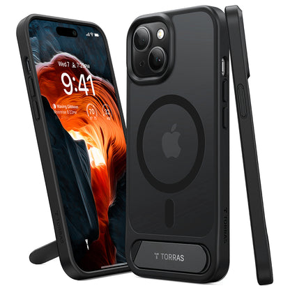 MagSafe cover til Apple iPhone 15 Plus, Torras, Pstand, Sort