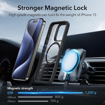 MagSafe-etui til Apple iPhone 15 Pro, ESR, Classic Hybrid, Sort Transparent