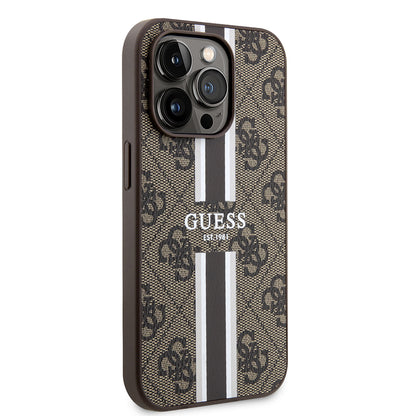 MagSafe cover til Apple iPhone 15 Pro, Guess, 4G Printed Stripes, Brun