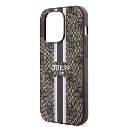 MagSafe cover til Apple iPhone 15 Pro, Guess, 4G Printed Stripes, Brun