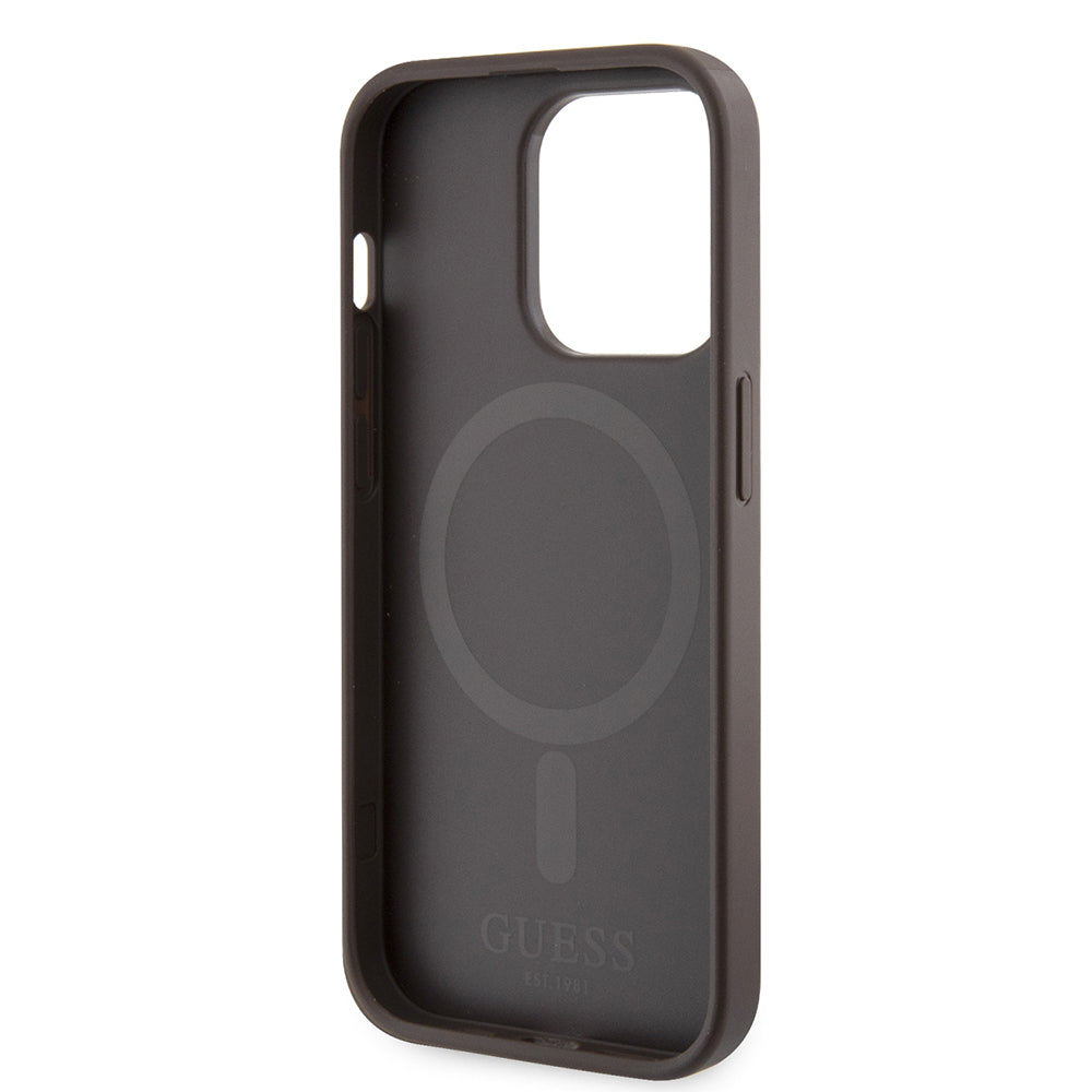 MagSafe cover til Apple iPhone 15 Pro, Guess, 4G Printed Stripes, Brun