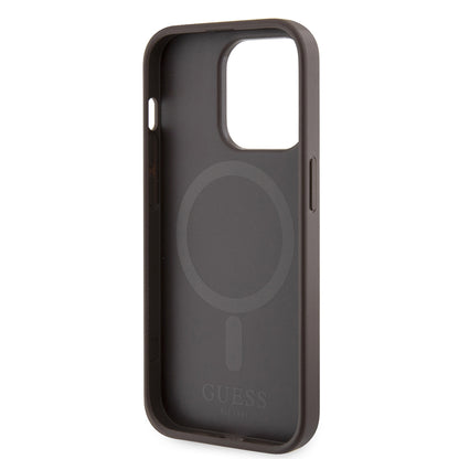 MagSafe cover til Apple iPhone 15 Pro, Guess, 4G Printed Stripes, Brun