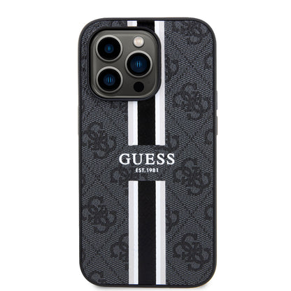 MagSafe cover til Apple iPhone 15 Pro, Guess, 4G Printed Stripes, Sort