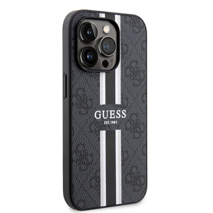 MagSafe cover til Apple iPhone 15 Pro, Guess, 4G Printed Stripes, Sort