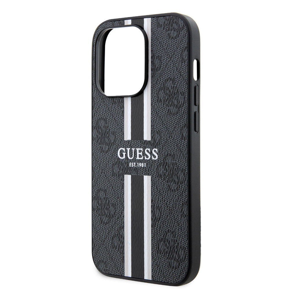 MagSafe cover til Apple iPhone 15 Pro, Guess, 4G Printed Stripes, Sort