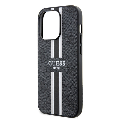 MagSafe cover til Apple iPhone 15 Pro, Guess, 4G Printed Stripes, Sort