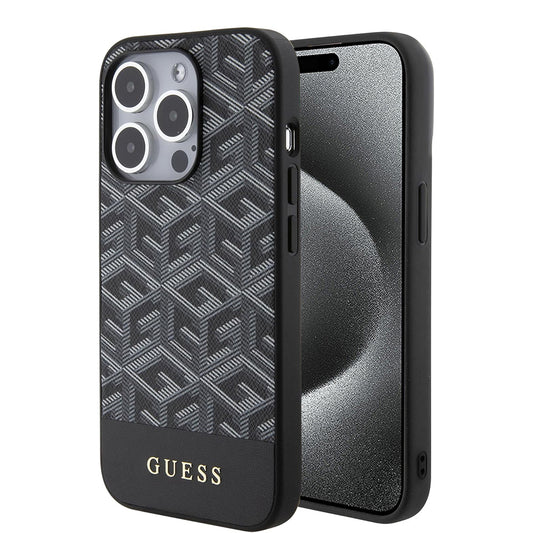 MagSafe cover til Apple iPhone 15 Pro, Guess, GCube Stripes, Sort