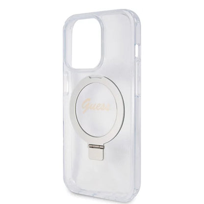 MagSafe cover til Apple iPhone 15 Pro, Guess, IML Ring Stand Glitter, Transparent