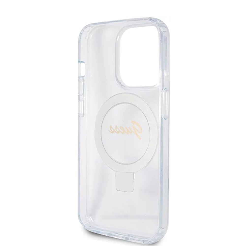 MagSafe cover til Apple iPhone 15 Pro, Guess, IML Ring Stand Glitter, Transparent