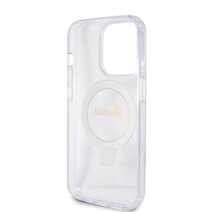 MagSafe cover til Apple iPhone 15 Pro, Guess, IML Ring Stand Glitter, Transparent