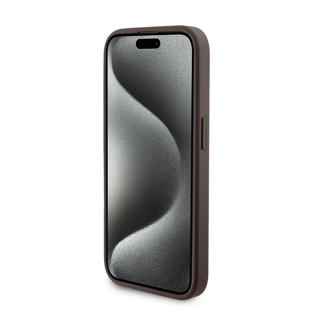 MagSafe cover til Apple iPhone 15 Pro, Guess, Powerbank 4G Metal Logo, Brun