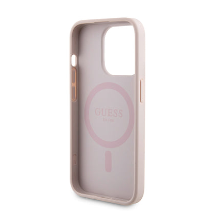 MagSafe cover til Apple iPhone 15 Pro, Guess, Powerbank 4G Metal Logo, Pink