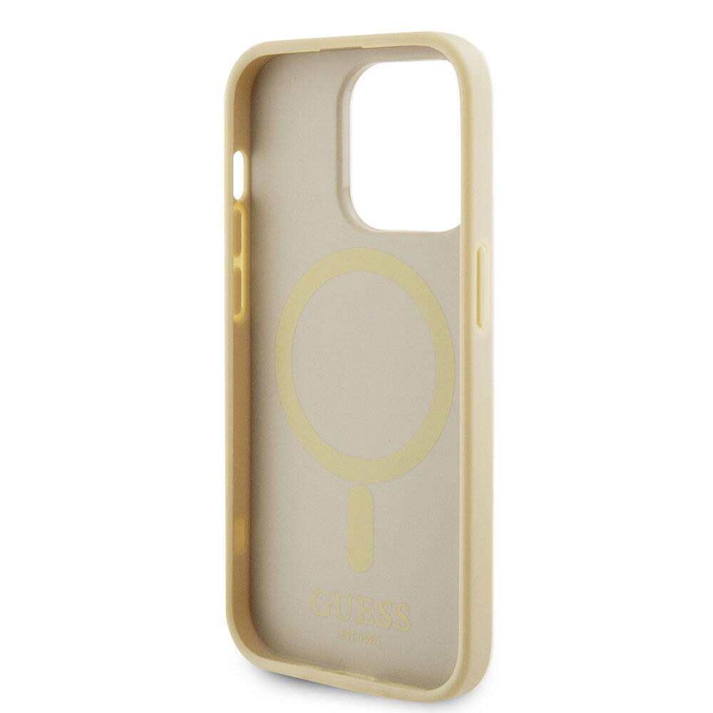 MagSafe Case for Apple iPhone 15 Pro, Guess, Saffiano, Beige
