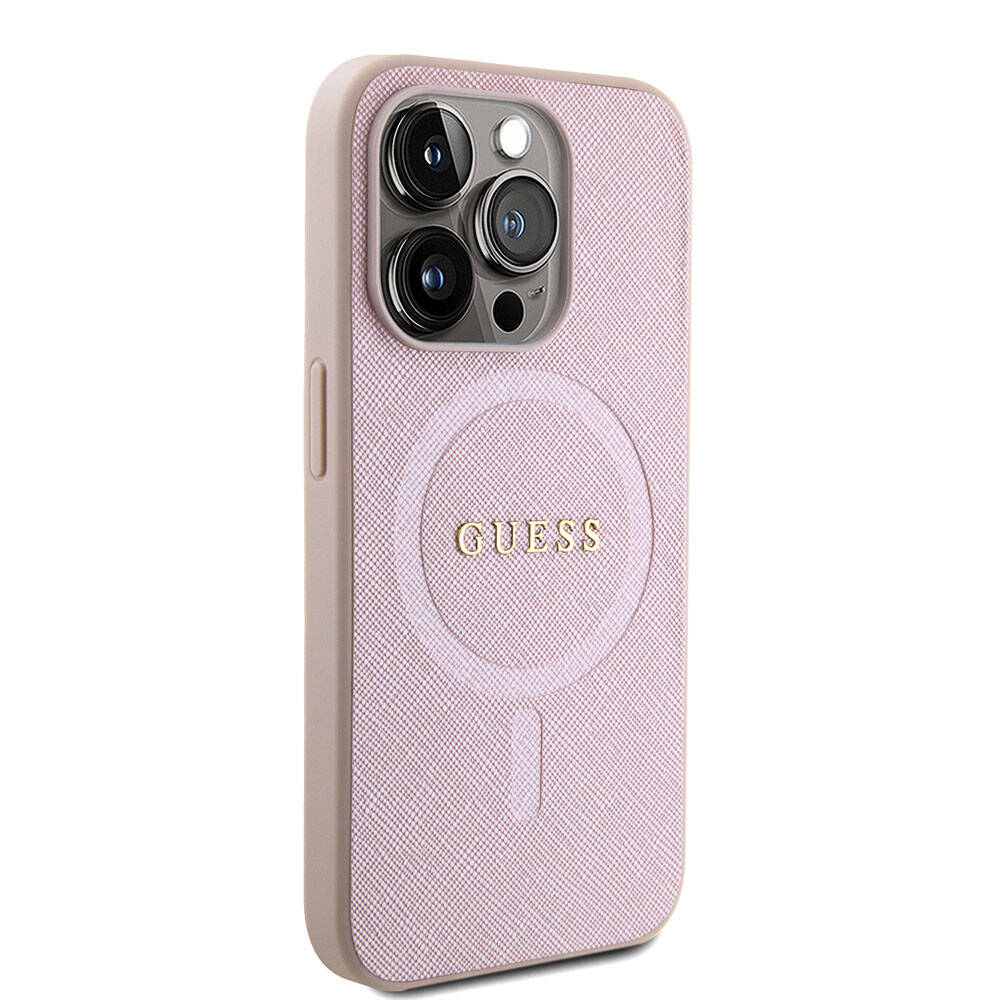 MagSafe cover til Apple iPhone 15 Pro, Guess, Saffiano, Pink