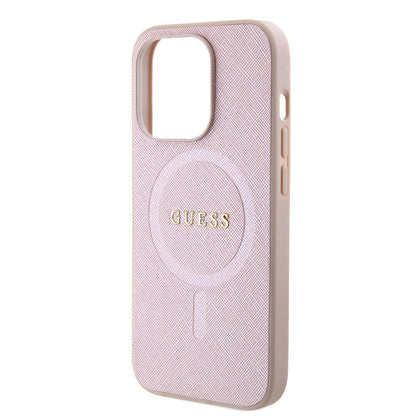 MagSafe cover til Apple iPhone 15 Pro, Guess, Saffiano, Pink