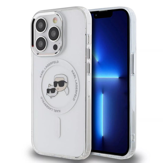 MagSafe cover til Apple iPhone 15 Pro, Karl Lagerfeld, IML Metal Karl & Choupette's Heads, Hvid