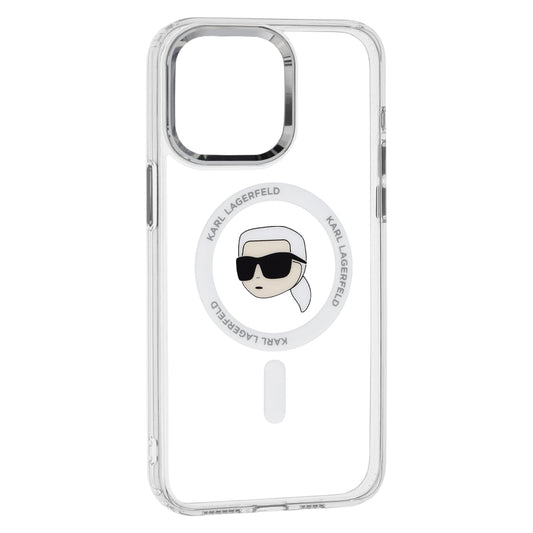 MagSafe cover til Apple iPhone 15 Pro, Karl Lagerfeld, IML Metal Karl's Head, Hvid